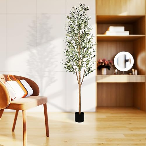 Sunnyglade 6FT Artificial Olive Tree Faux Silk Potted Plant Indoor Decor Y76675