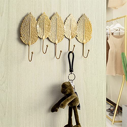 Golden Leaf Shape Wall Coat Rack with Hooks C98540