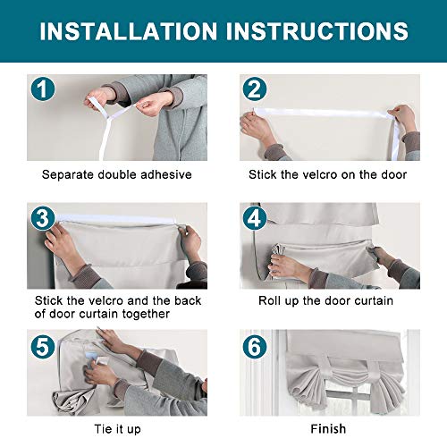 Turquoize French Door Curtain Blackout Thermal Insulated for Door Window, Cream, 2 Panels I714