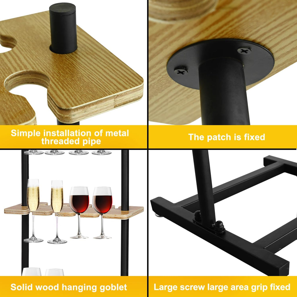ikare Champagne Wall Holder for Party 50, 4 Tiers Wooden Stand G98223