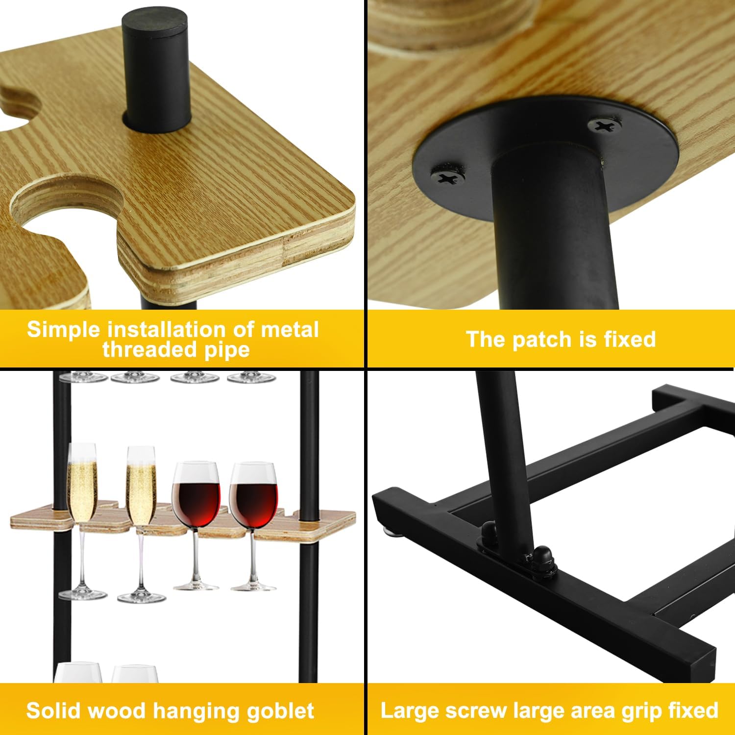 ikare Champagne Wall Holder for Party 50, 4 Tiers Wooden Stand G98223