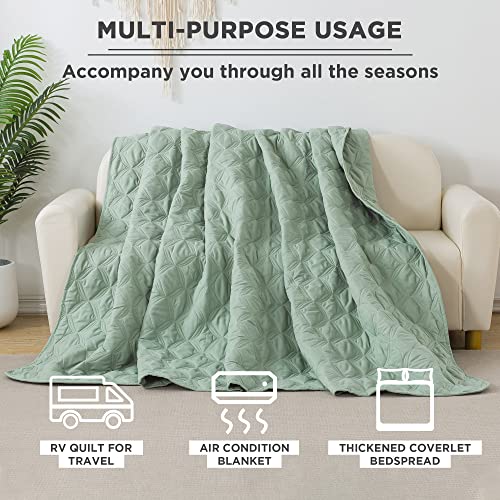 Litanika Twin Size Summer Quilt Comforter Teal - Lightweight Bedspreads & Coverlets Turquoise - 2 Pieces (1 Quilt, 1 Pillowcase) O3575