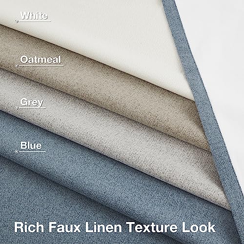 Natural Linen Blackout Curtains 84 inch Ivory, 2 Panels O402
