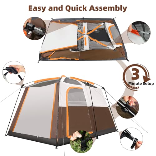6 Person Pop-Up Camping Tent Waterproof Windproof with Carry Bag T8809