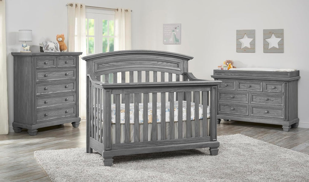 Oxford Baby Richmond 4 in 1 Convertible Crib, Brushed Gray U5088