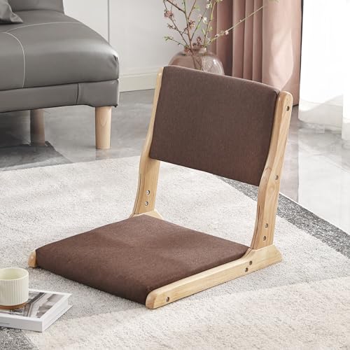 Tatami Chair Foldable Floor Seat with Cushion, Wood Grey W54308