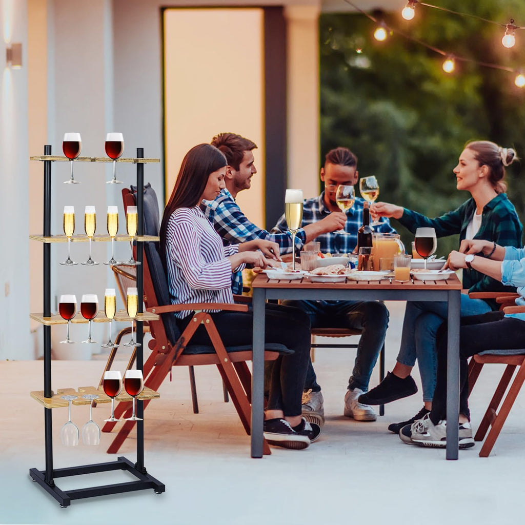 ikare Champagne Wall Holder for Party 50, 4 Tiers Wooden Stand G98223