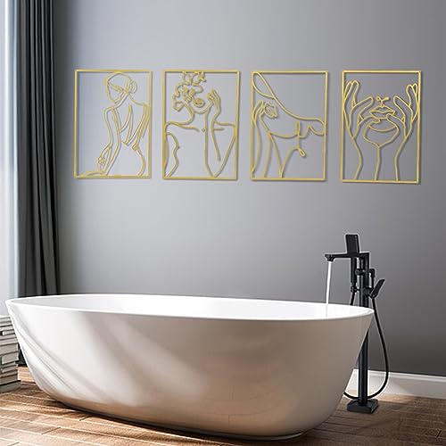 KISPATTI 4Pcs Black Metal Wall Art Minimalist Decor T2971