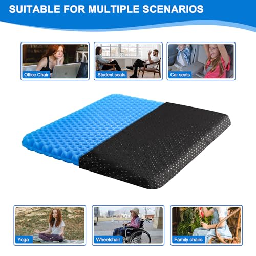 Gel Seat Cushion for Long Sitting, Extra Large with Non-Slip Cover U88724