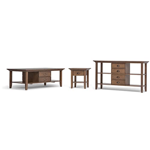 SIMPLIHOME Redmond Solid Wood 54" Console Sofa Table with Storage, Hickory Brown V557618