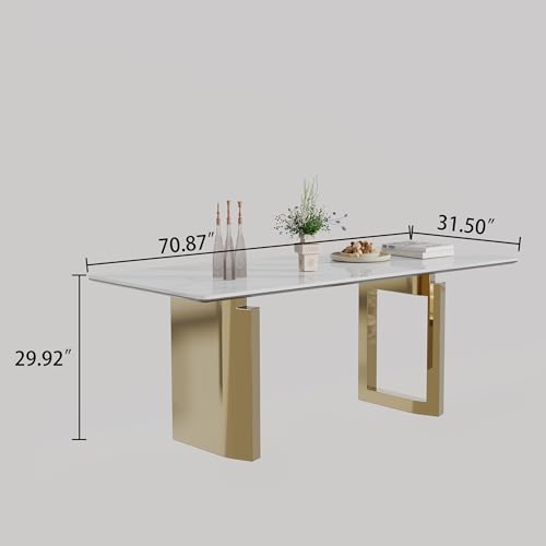 63 inch Glass Dining Table with Clear Rectangular Top and Gold Metal Legs Z19670