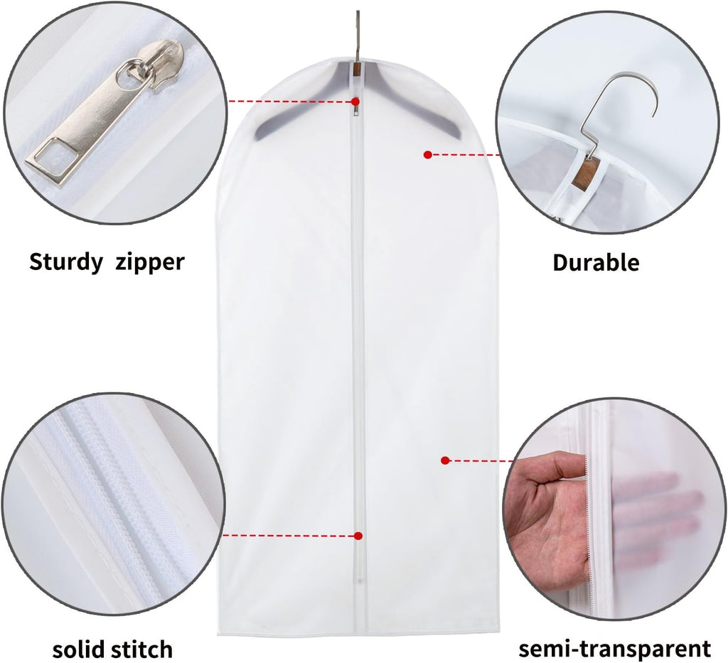 Clear Garment Bags with Zipper for Closet Storage, 24"x48", Set of 12 J224114