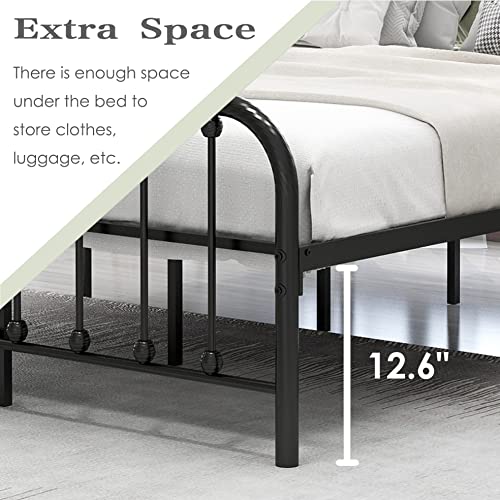 alazyhome Twin Size Metal Platform Bed Frame with Headboard and Footboard, Gold P164595