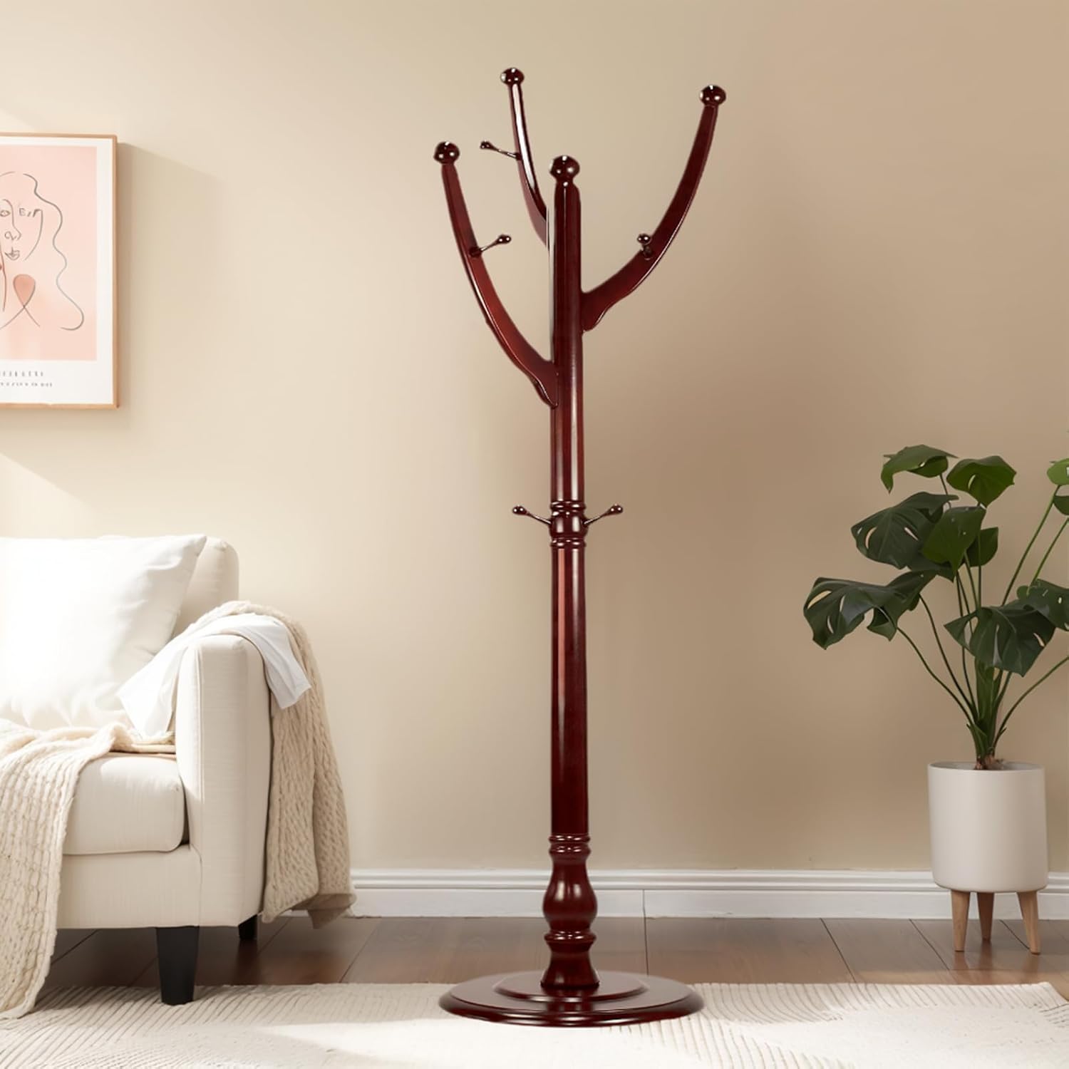 SEMIR Wood Coat Rack Freestanding with 11 Hooks E75161