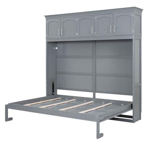 Full Size Murphy Bed with Top Cabinets and Pneumatic Lift A6933