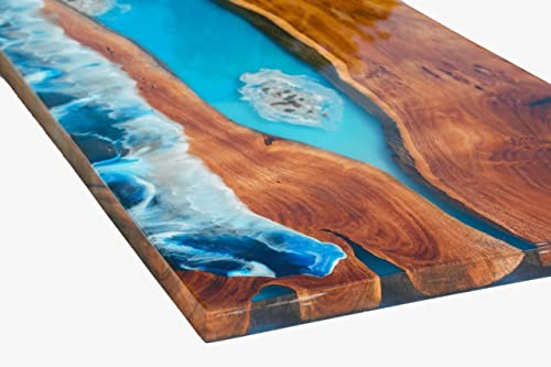Epoxy Resin River Dining Table, 48 x 24 Inches, 16.5 Inches Tall C531