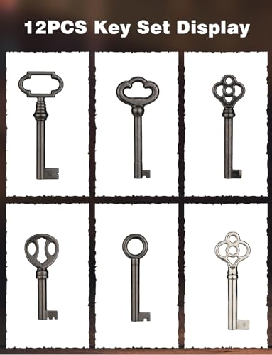 Skeleton Key Set, 12-Key Universal Replacement for Antique Furniture and Cabinets Y8752