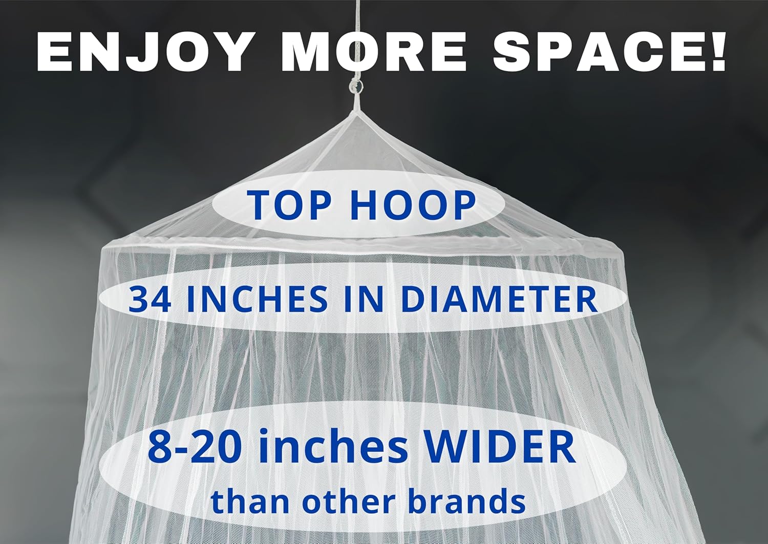 Mosquito Netting for Bed, Extra Large, Single to California King, Indoor Outdoor K684