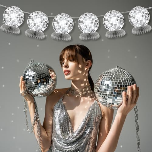 Silver Disco Ball Centerpieces for Party Table Decor I2431