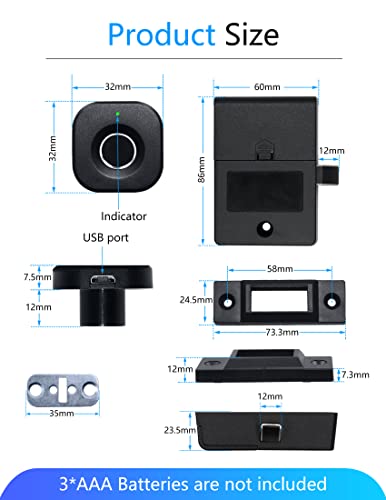 SUMNEW Fingerprint Cabinet Lock, Keyless Drawer Wardrobe Lock I47510