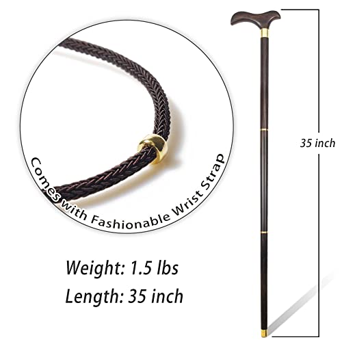 Ebony Wood Walking Cane for Men & Women, Ergonomic 3-Piece Design with Travel Bag L48641