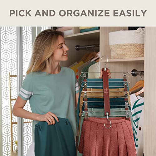 MORALVE Skirt Hangers Space Saving - European Beechwood with Clips K473