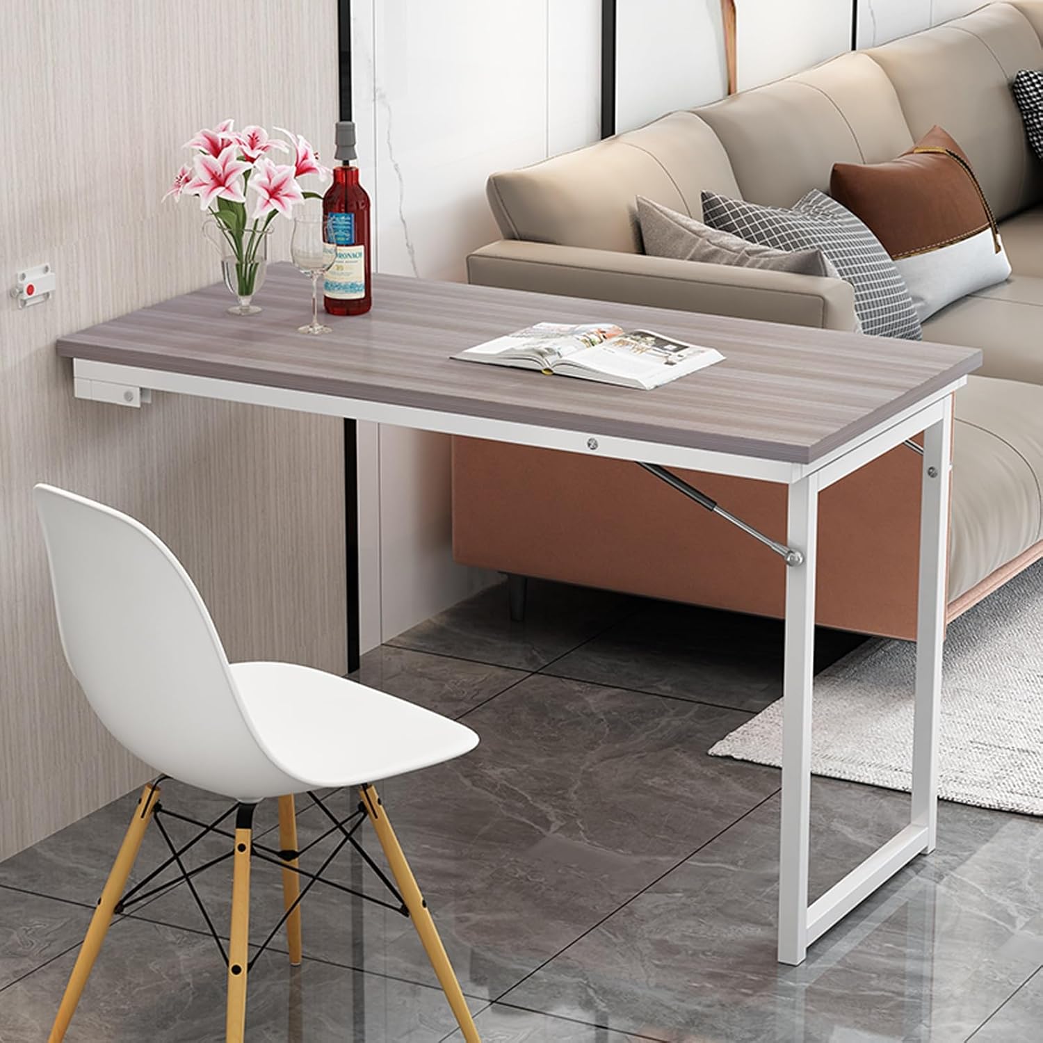 Wall Mounted Folding Desk with Adjustable Steel Bracket, 47.2" x 20" S135