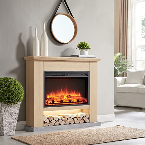 LegendFlame Camille Electric Fireplace with Mantel, Cream White W534