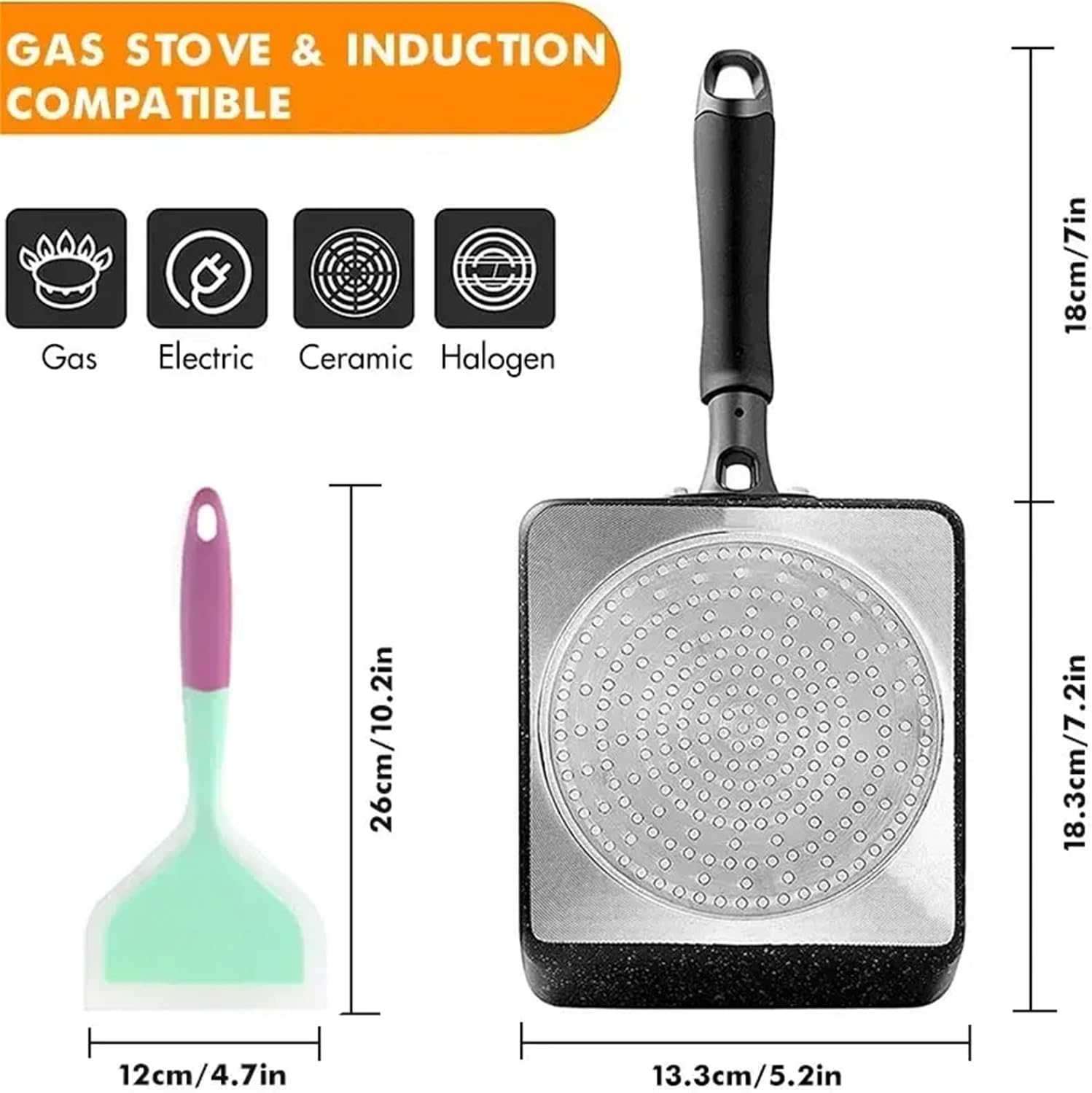 Premium Tamagoyaki Pan Nonstick with Lid - Japanese Omelette Pan V9746