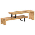 TV Stand Solid Mango Wood,MidCentury Modern Wooden TV Stand with Adjustable Length and Wrought Iron Legs, 45.3" L x 18" W x 15.7" H TV & Media Furniture
