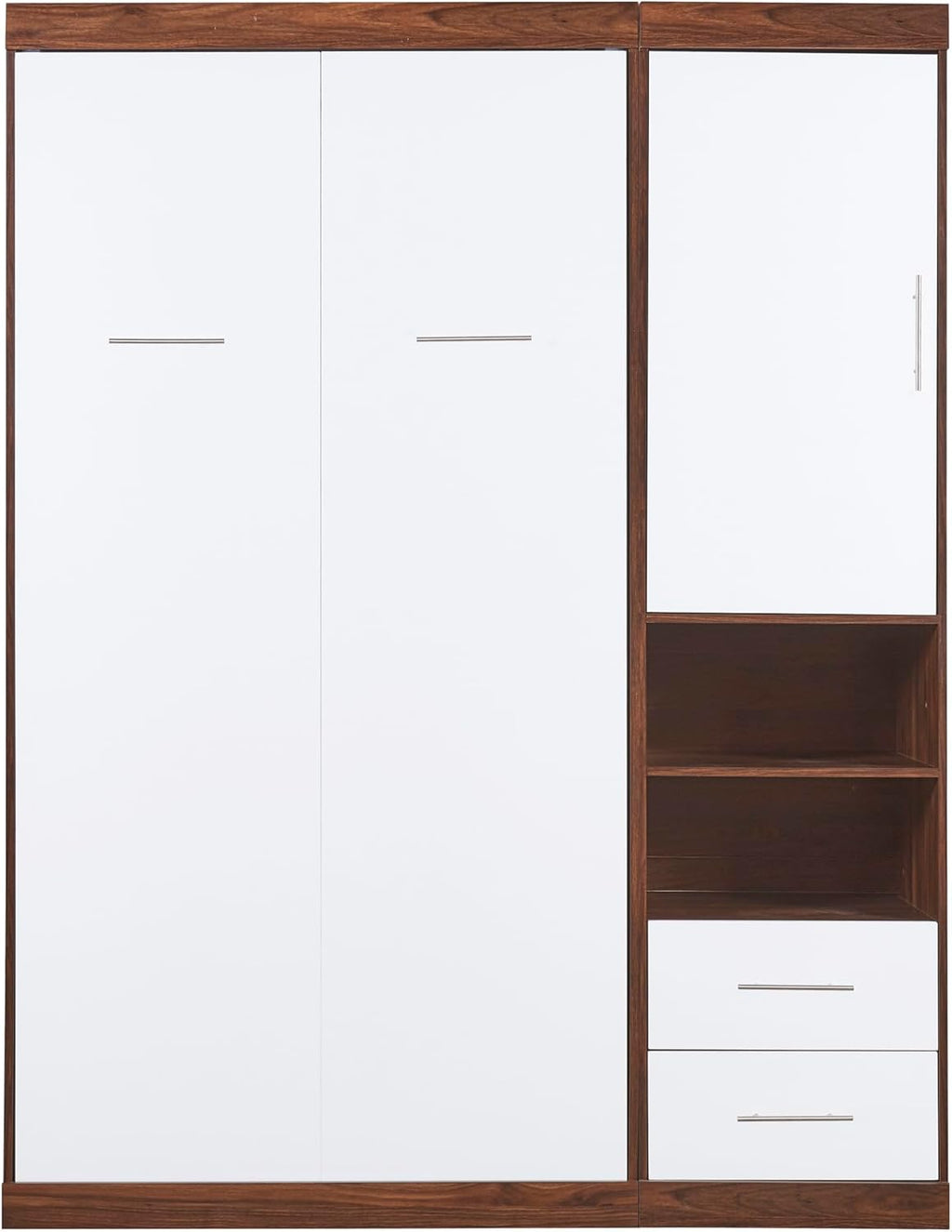 Twin Size Murphy Wall Bed with Cabinet and Storage Drawers, White R7825