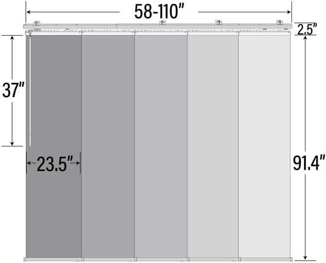 Room Divider with Panel Track System, Steel, Adjustable 58-110" B2795