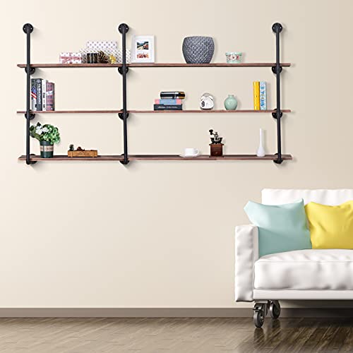 Pynsseu Industrial Iron Pipe Shelf Wall Mount, 4-Tier, 2 Pack V929