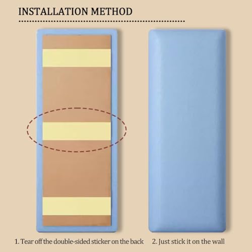 Anti Collision 3D Headboard Padding Waterproof Wall Stickers for Bedroom Decor Blue 150x60cm J150