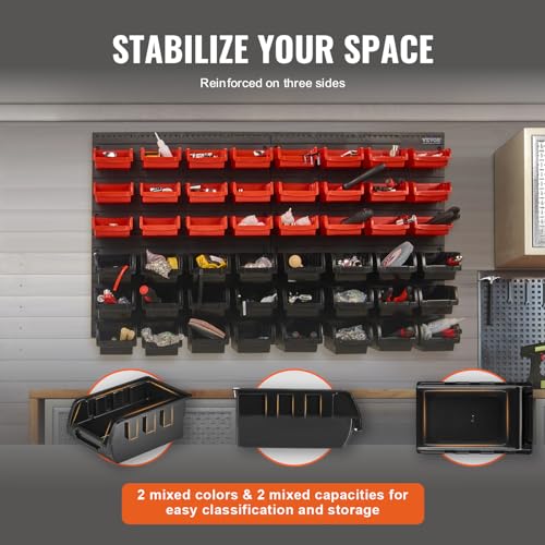 VEVOR 48-Bin Wall Mounted Storage Bins Parts Rack Organizer U57306