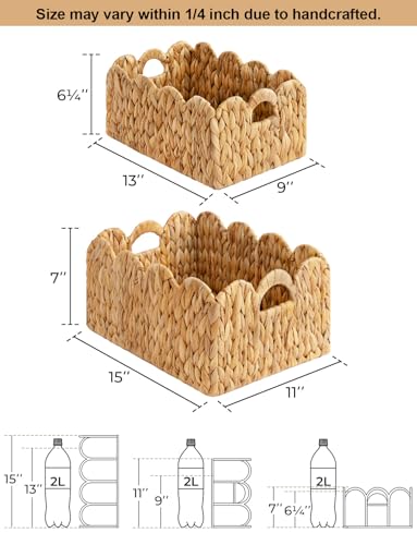 StorageWorks Scalloped Wicker Basket with Handles, Set of 2 G24543