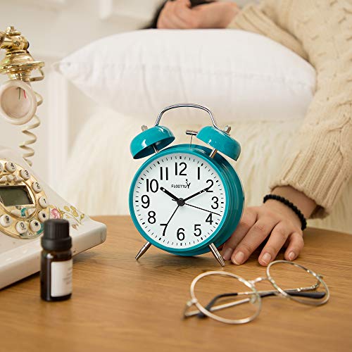 Twin Bell Alarm Clock with Backlight for Bedroom - Mint Green K20091