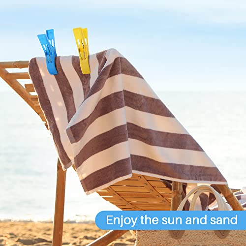 Beach Towel Clips for Chairs, Plastic Clothes Pegs Hanging Clamps (8 Pack) Q78986
