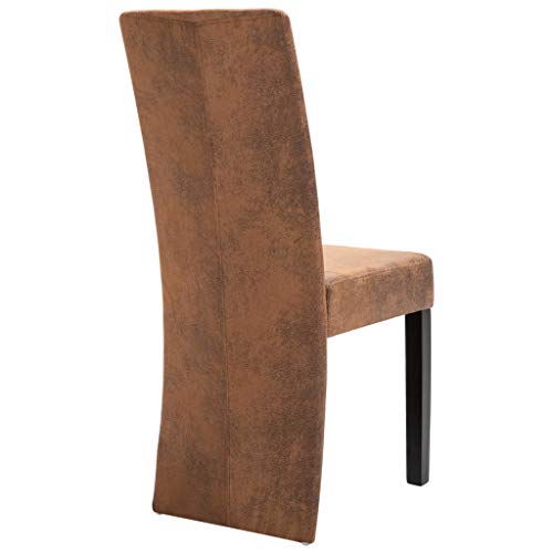 Dining Chairs PU Leather Kitchen Chair with Solid Wood Legs Brown 4 pcs G4050