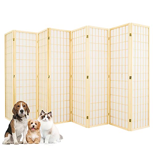 8 Panel Room Divider, Japanese Room Divider, Shoji Screen Room Divider, Folding Screen, Japanese Style, 5.6 Ft, Black