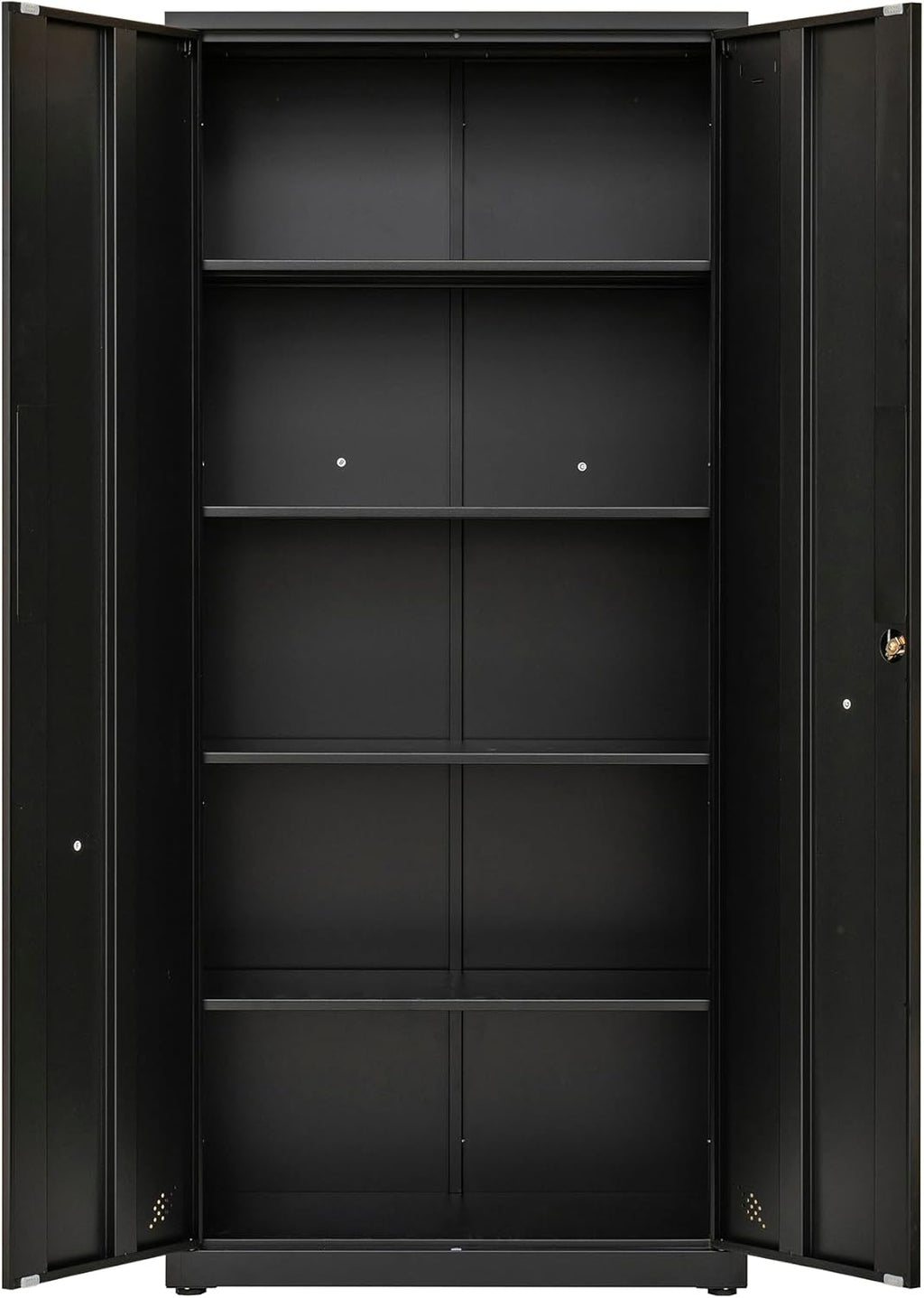 Metal Garage Storage Cabinet, Tall Locking Steel Cabinet with 4 Shelves (Black) G5446