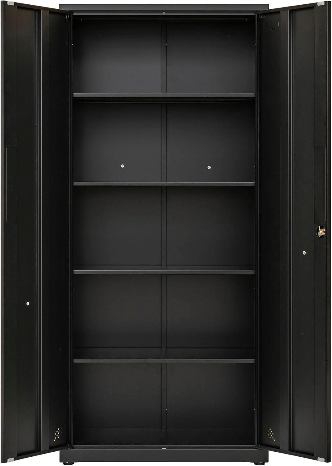 Metal Garage Storage Cabinet, Tall Locking Steel Cabinet with 4 Shelves (Black) G5446