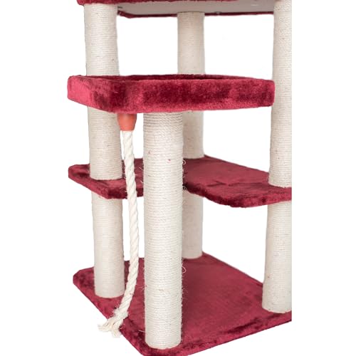 Armarkat Real Wood Cat Tower with Faux Fur Cat Condo, Burgundy D462