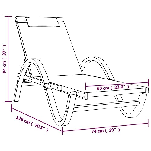 Sun Lounger with Pillow White Textilene and Solid Wood Poplar F8935