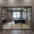 TSDC Large 90"x80" Triple Pane/Door Multi Sliding Glass Wall Interior Room Divider with Aluminum Framed Clear See-Through Tempered Glass for Residential & Commercial Spaces (White, 90" W x 80" H)