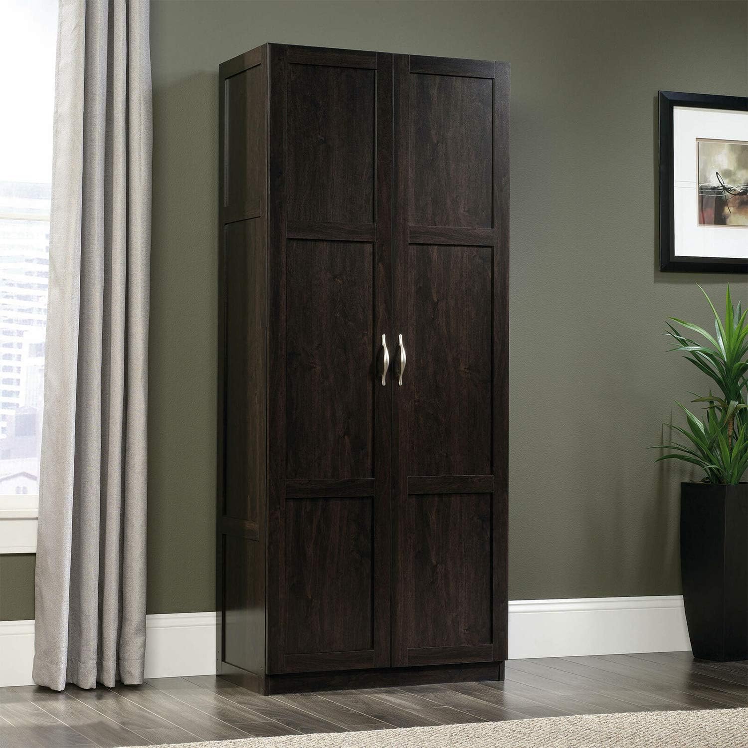 Dark Brown Tall 2 Door Pantry Cabinet Storage Cupboard P36629