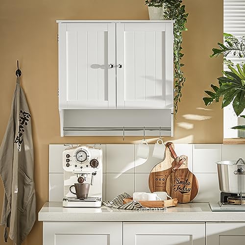 Haotian Mirror Cabinet, Bathroom Wall Cabinet with 2 Doors, White BZR55-W Q701
