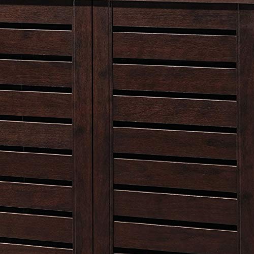 Baxton Studio Adalwin 3-Door Shoe Storage Cabinet, Dark Brown D4034