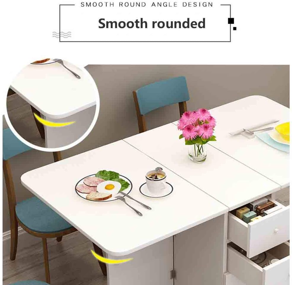 MaGiLL Drop Leaf Kitchen Table with Round Edge and Drawer O75938