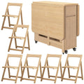 Space Saving Folding Dining Table with 4-6 Chairs, Extendable Drop Leaf Farmhouse Wood Kitchen Dining Room Tables Set for 6, Collapsible Expandable Kitchen Dining Living Office Furniture,6 Cha